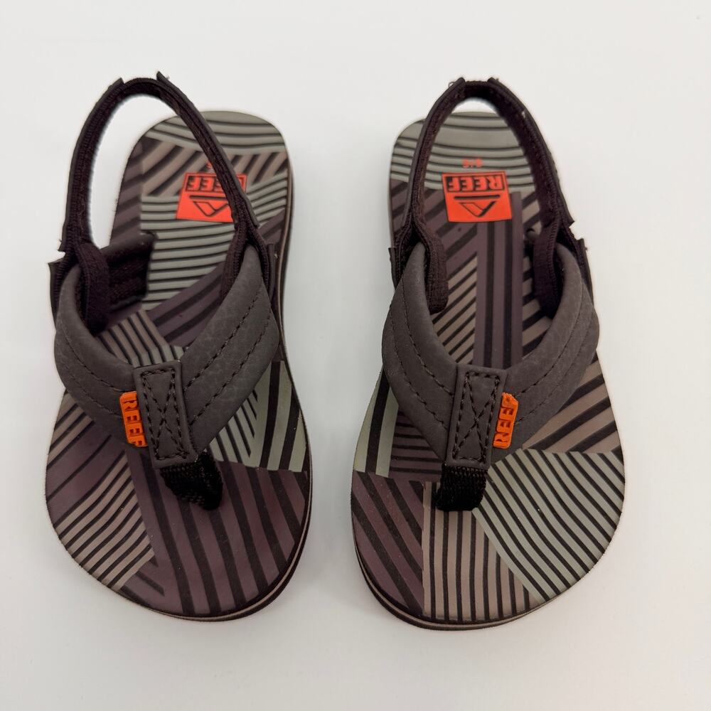 Reef Toddler Ahi Sandal Brown Flip Flop Back Strap Summer Size 5/6